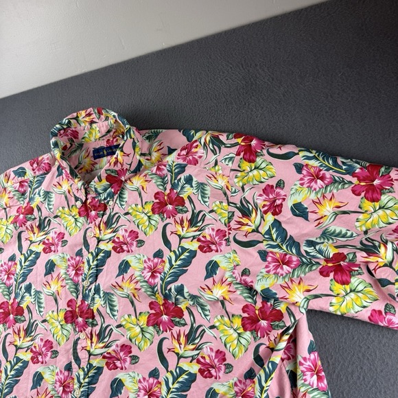 Polo Ralph Lauren Shirt Men's 3XLT Pink Hawaiian Hibiscus Oxford Floral Big Tall - Picture 1 of 10